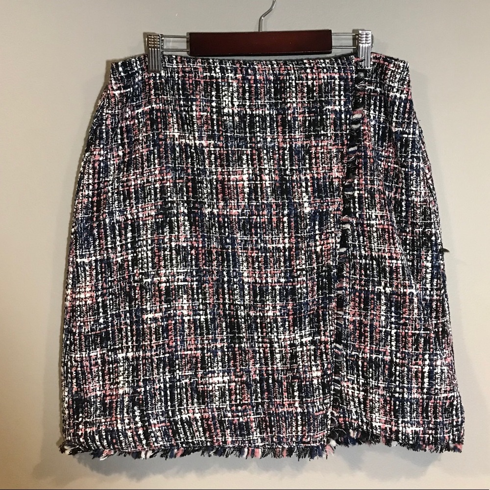 Pink, Black, & White Tweed Mini Skirt - Loft